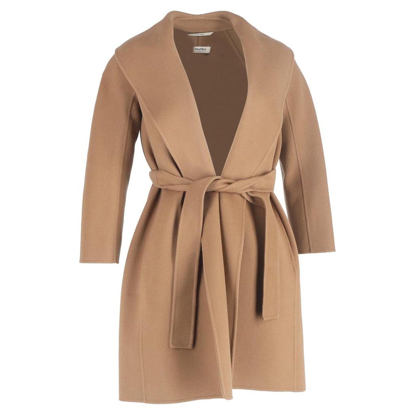 S Belted Shawl Coat in Brown Cashmere