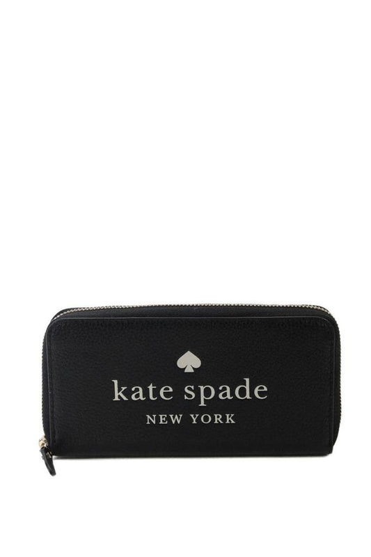 Kate Spade New York Womens Pebbled Leather Large Zip Around Ella Wallet Black
