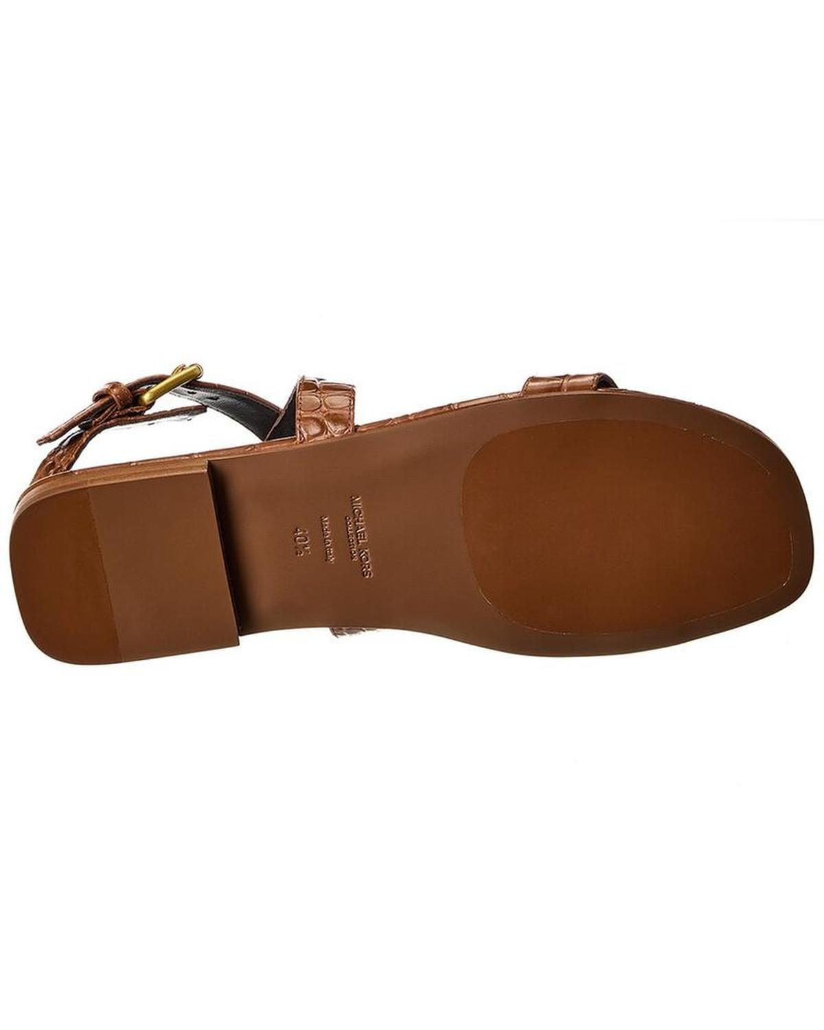Bridgette Croc-Embossed Leather Sandal