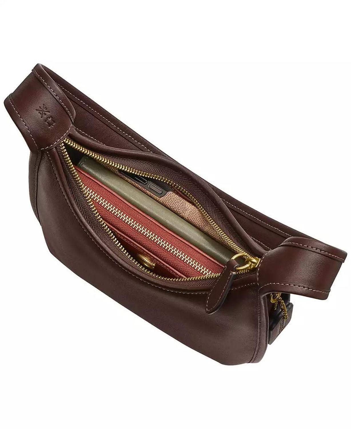 Small Glovetanned Leather Curve Zip Bag
