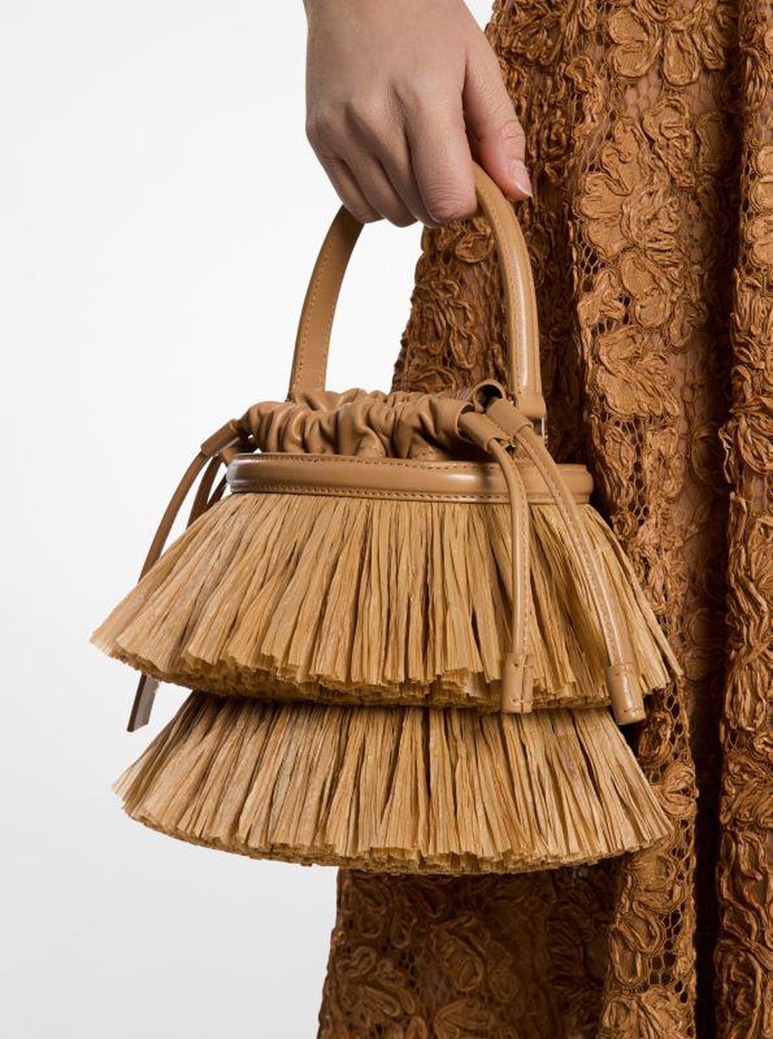 Ischia Mini Leather and Fringe Bucket Bag