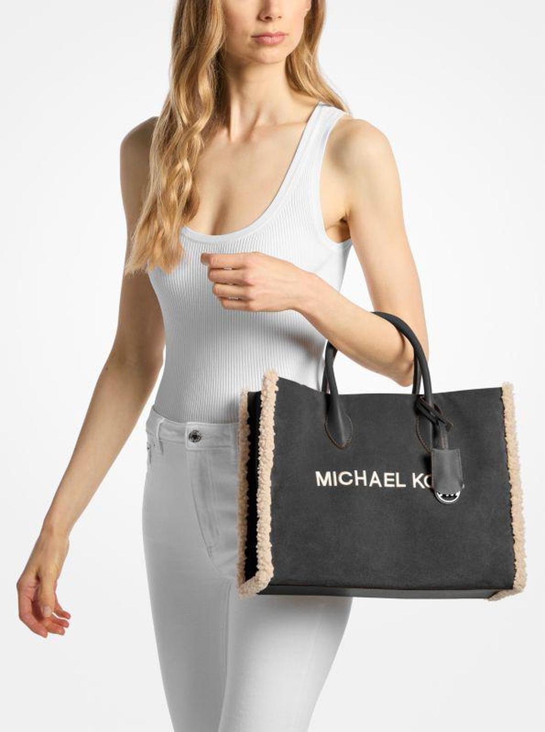 Mirella Medium Suede and Faux Shearling Tote Bag