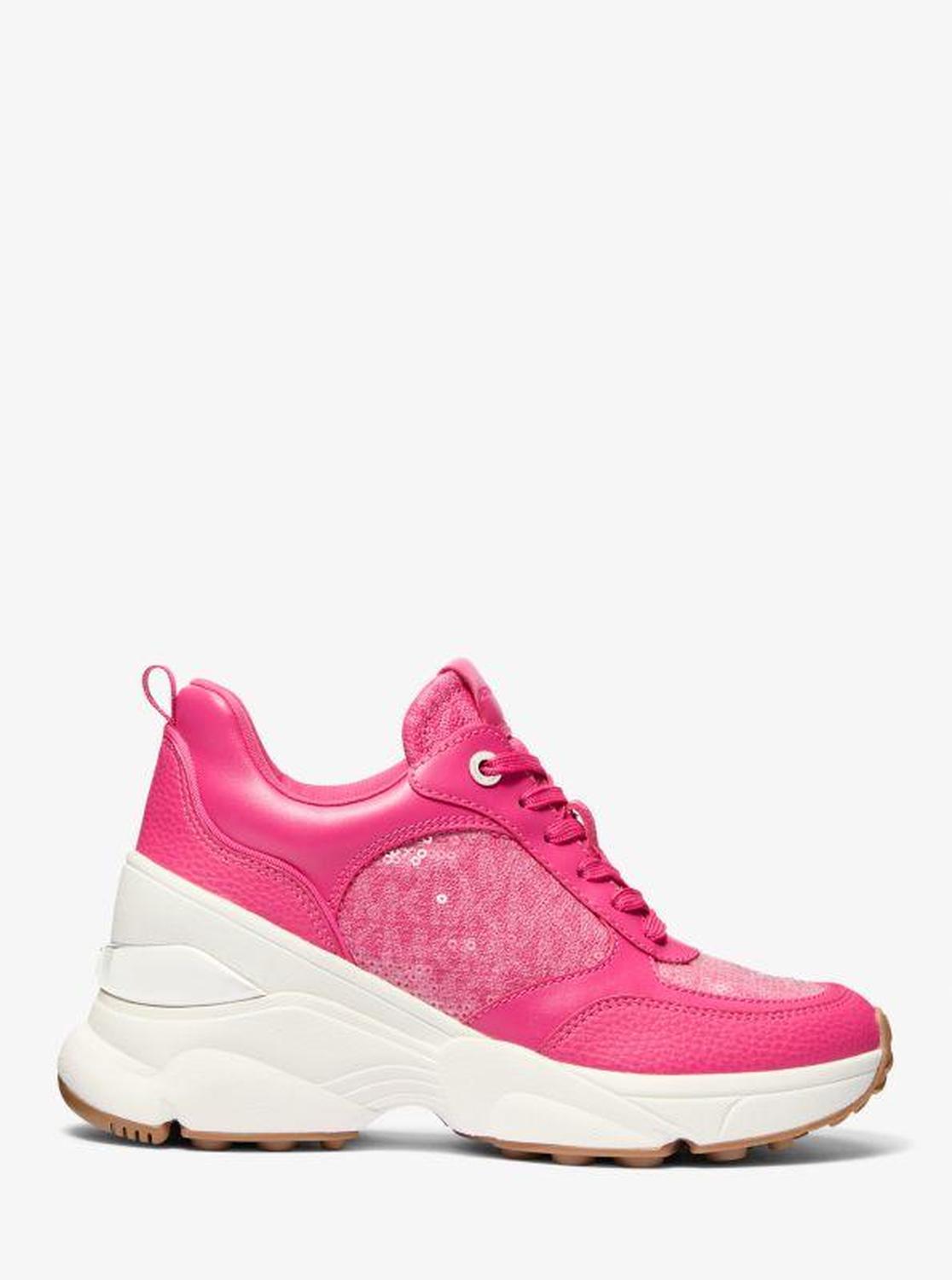 Katrina Sequined Mixed-Media Trainer