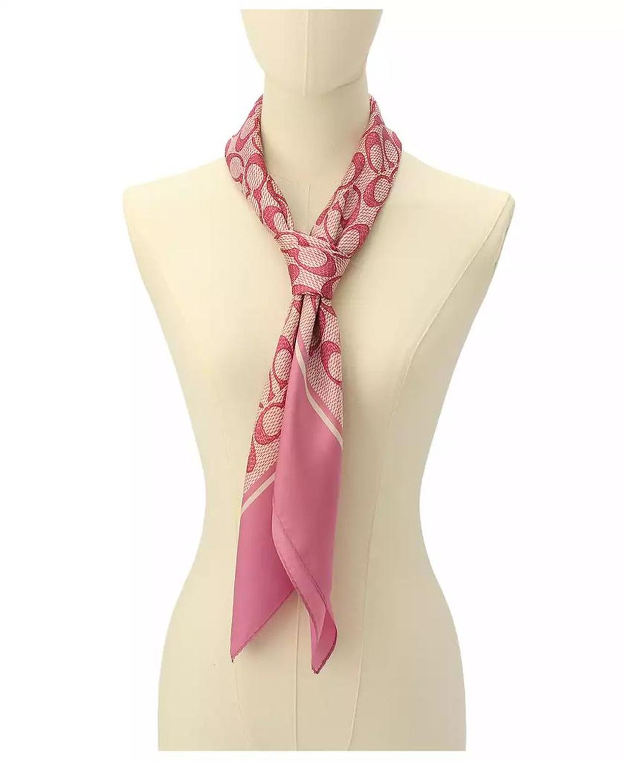 Textured Signature Print Silk Square Scarf
