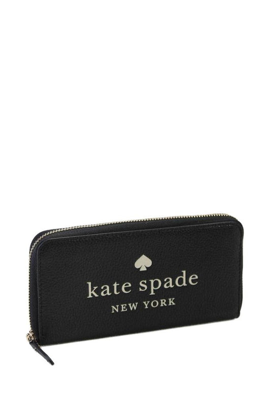 Kate Spade New York Womens Pebbled Leather Large Zip Around Ella Wallet Black