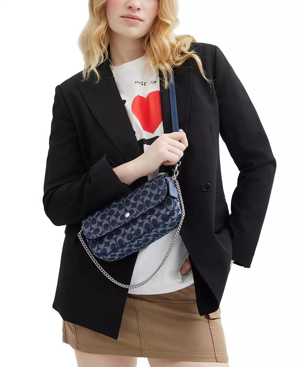 Brook Flap Small Chain Bag in Signature Denim