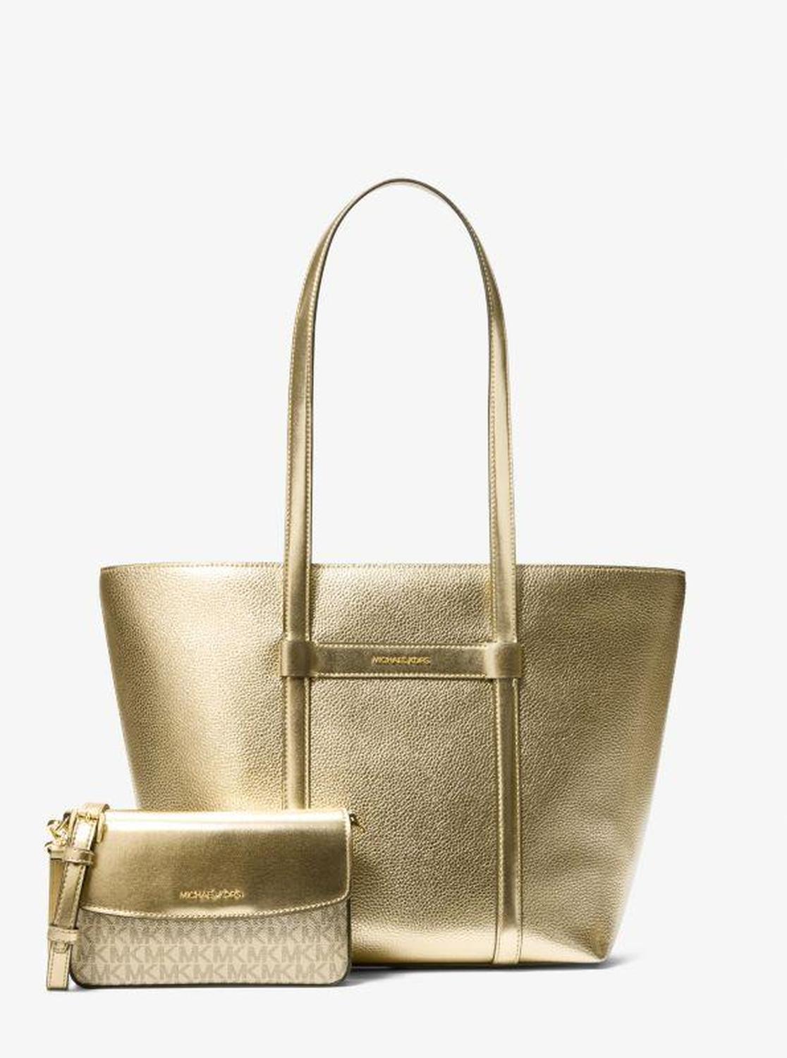 Jet Set Large 2-in-1 Metallic Leather Tote Bag