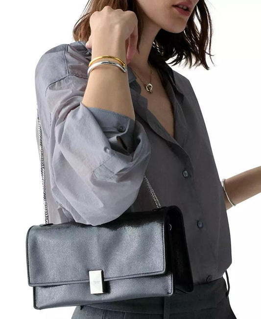 Deco Glazed Leather Soft Shoulder Bag