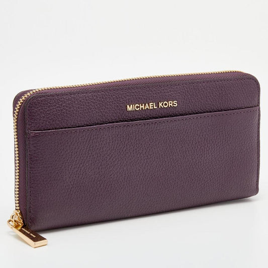 Michael Kors Plum Leather Mercer Zip Around Wallet