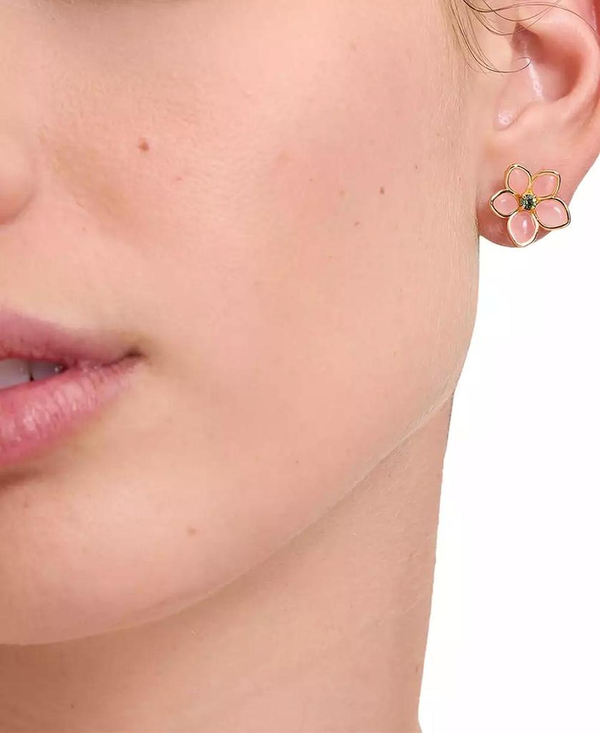 Gold-Tone Pastel Petals Stud Earrings