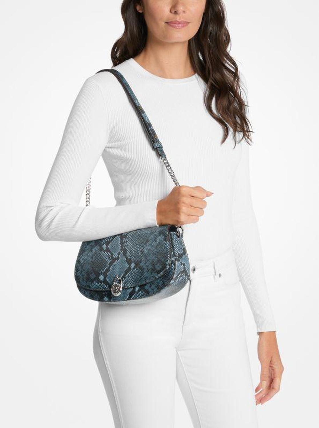 Mila Medium Snake Embossed Messenger Bag