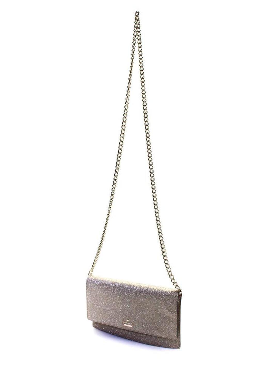 Kate Spade Small Briley Burgess Court Ash Glitter Chain Crossbody Handbag Gold