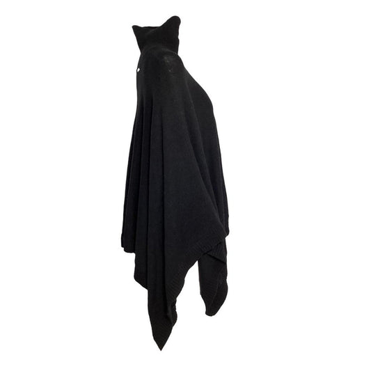 Michael Michael Kors Turtleneck Poncho in Black Merino Wool