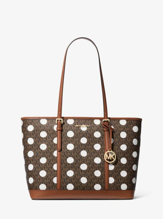 Jet Set Large Polka Dot Signature Logo Tote Bag