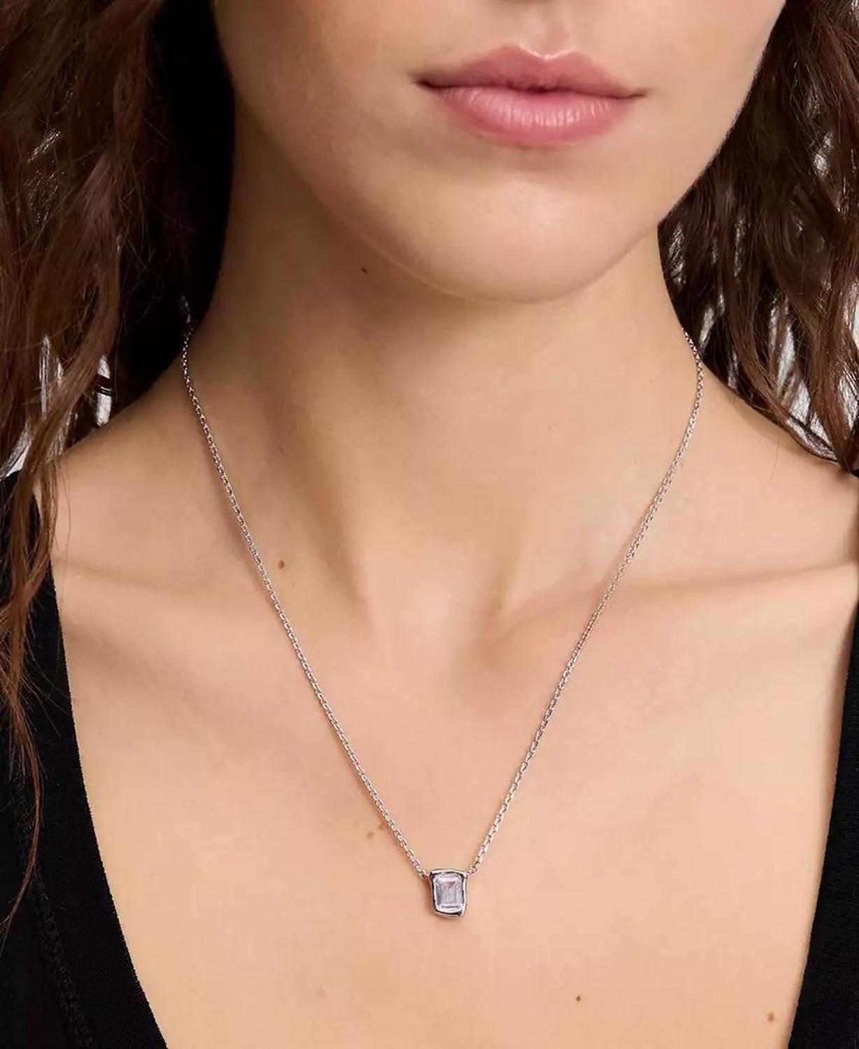 Cubic Zirconia Pendant Necklace, 16" + 3" extender