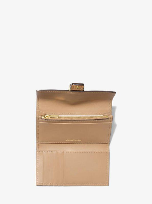 Nolita Medium Metallic Crackled Leather Tri-Fold Wallet