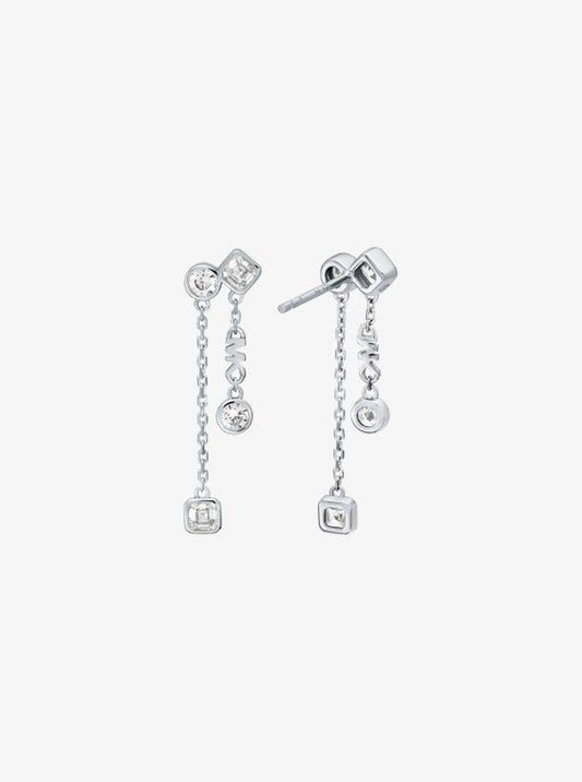 Precious Metal-Plated Sterling Silver Bezel Drop Earrings