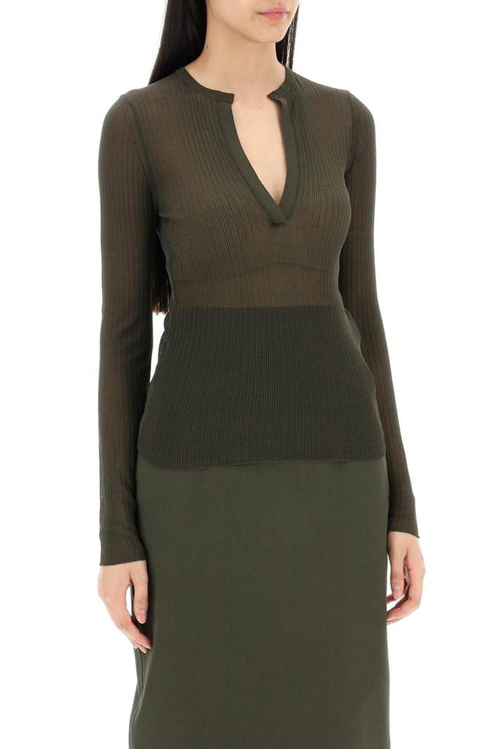 Long-Sleeved Ribbed Knit Top For Men