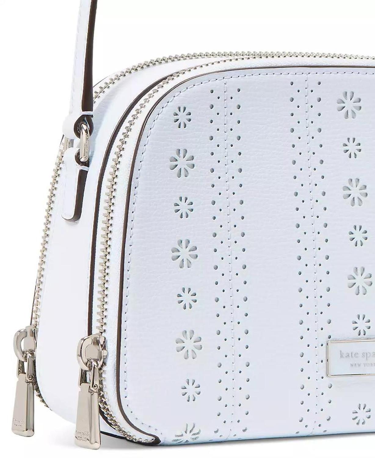 Serena Pointelle Double-Zip Dome Leather Crossbody