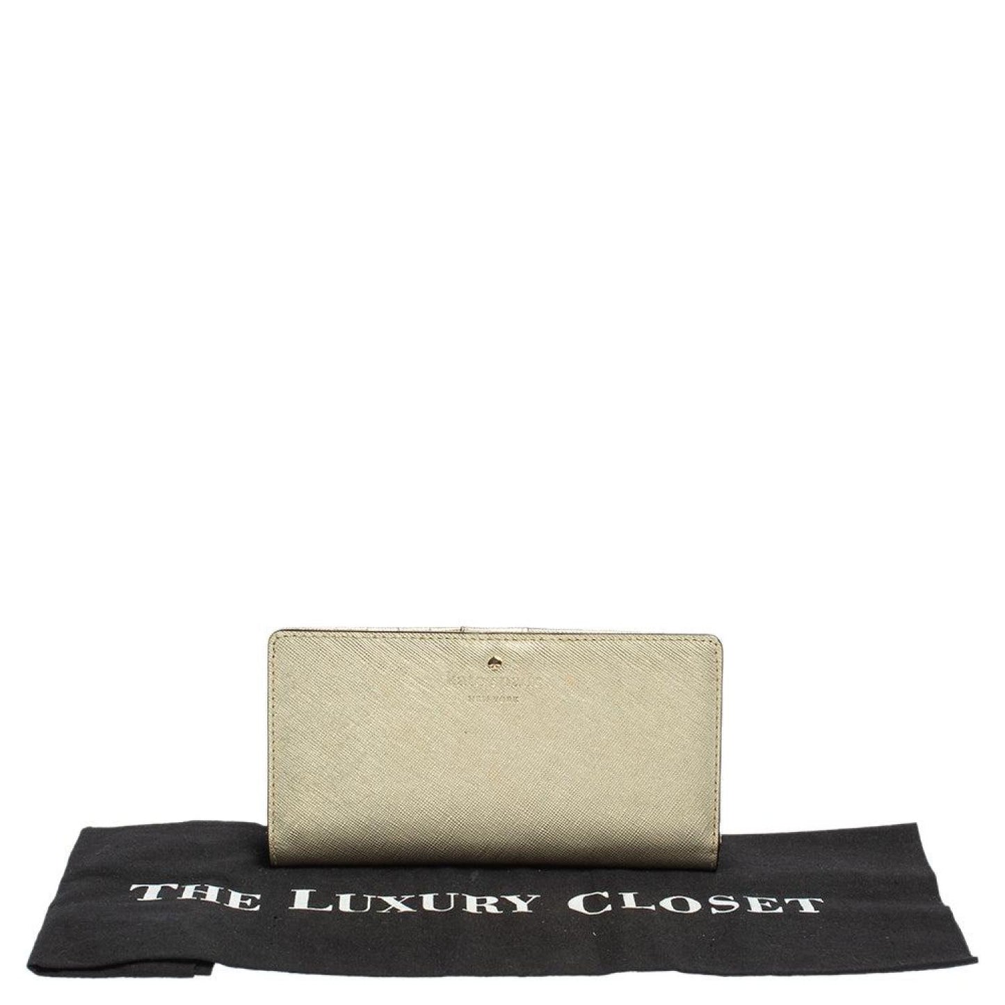 Kate Spade Metallic Gold Leather Long Flap Wallet