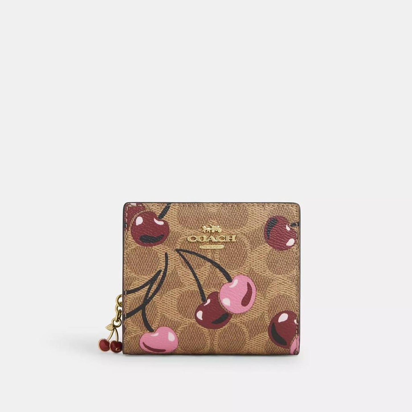Snap Wallet In Signature Canvas With Cherry Print