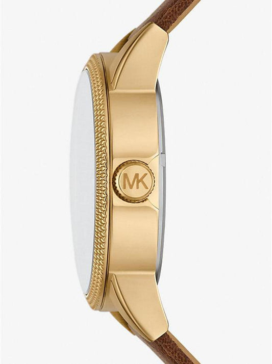 Oversized Hutton Gold-Tone and Leather Watch