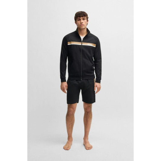 Cotton-terry zip-up jacket with stripe print