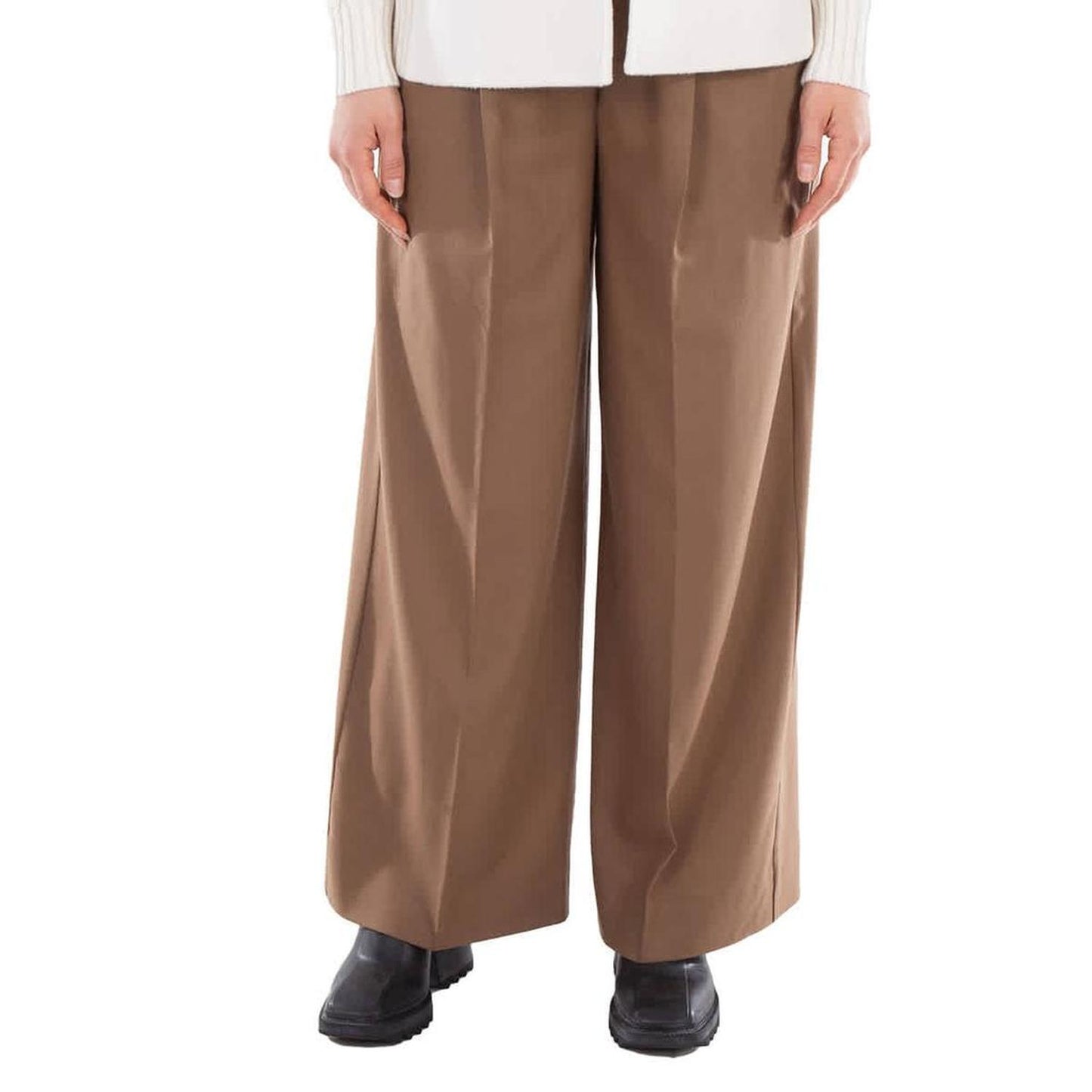 Carmen Flannel Wide-Leg Trousers, Brand Size 40 ( US Size 6 )