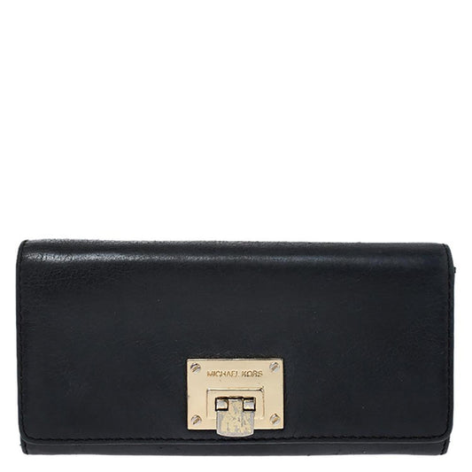 Michael Kors Black Leather Flap Continental Wallet..