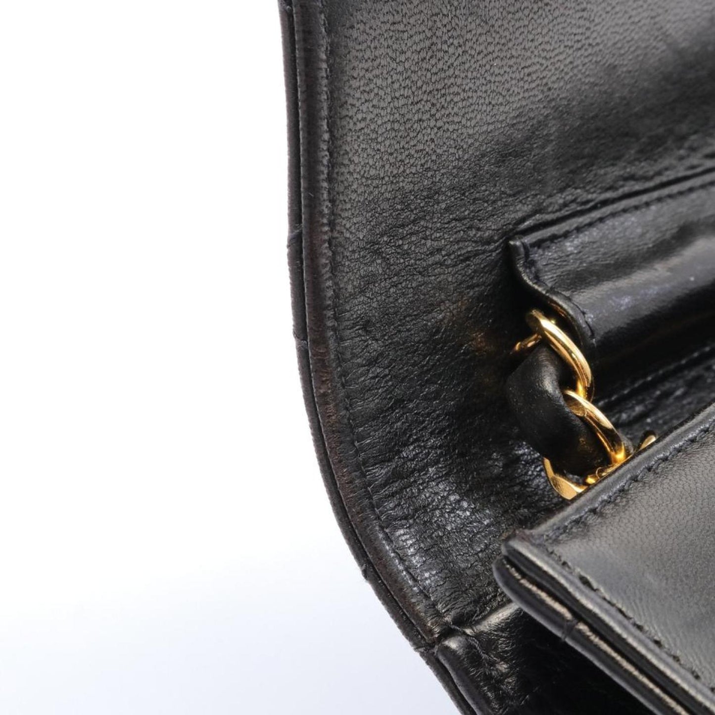 Matelasse Full Flap Chain Shoulder Bag Lambskin Gold Hardware Push Lock