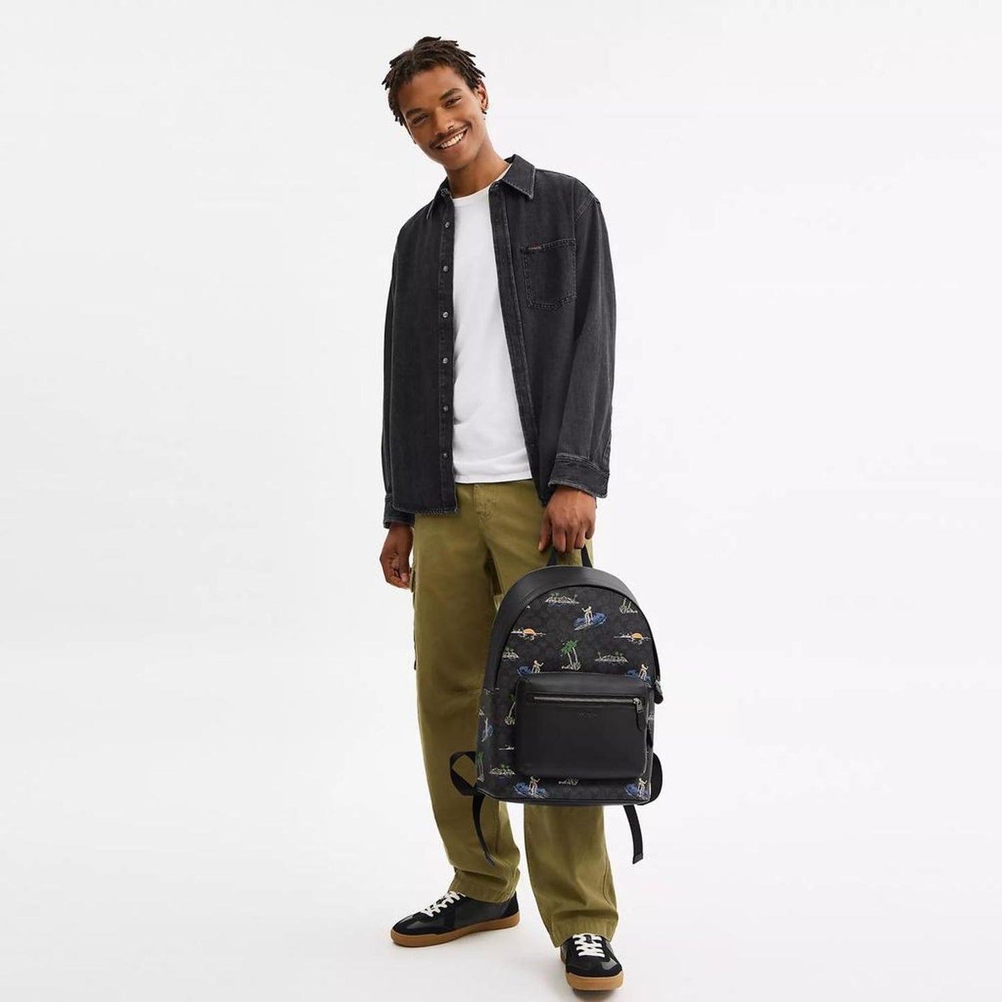 West Backpack In Signature Canvas With Surf Print