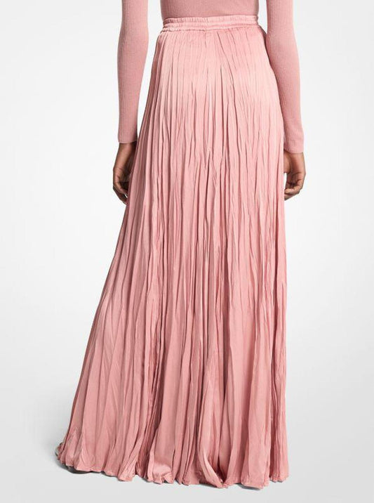 Crushed Techno Charmeuse Maxi Skirt