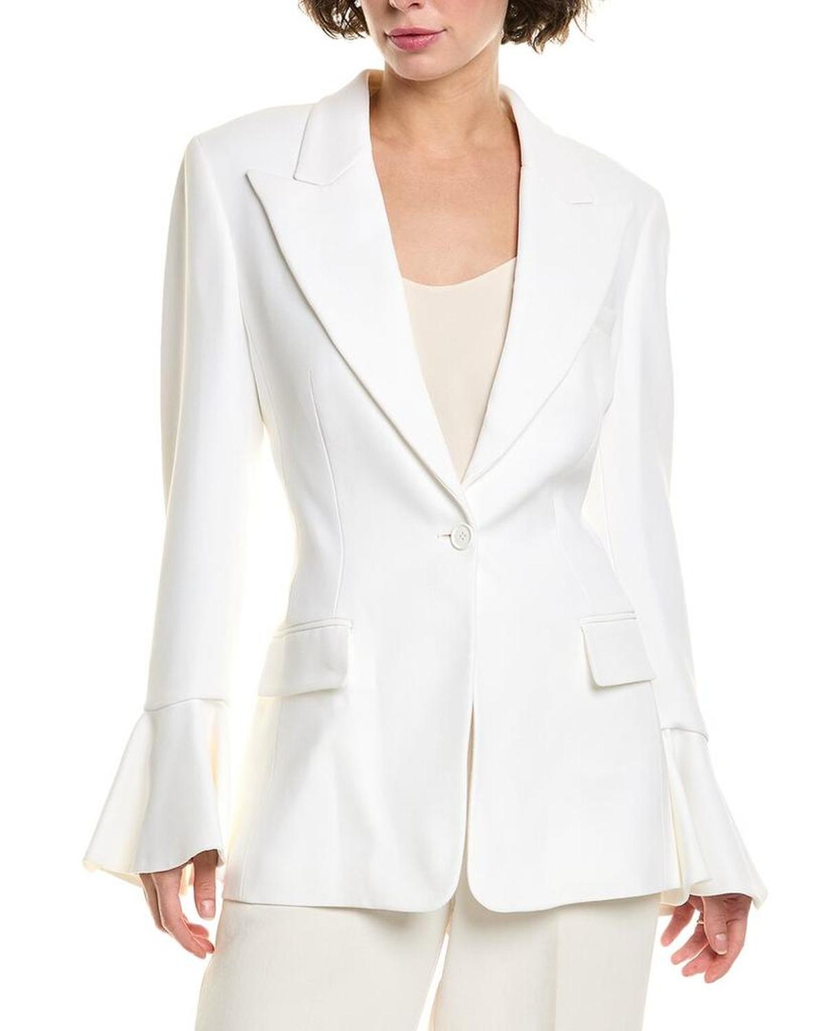 Flare Sleeve Silk-Blend Blazer
