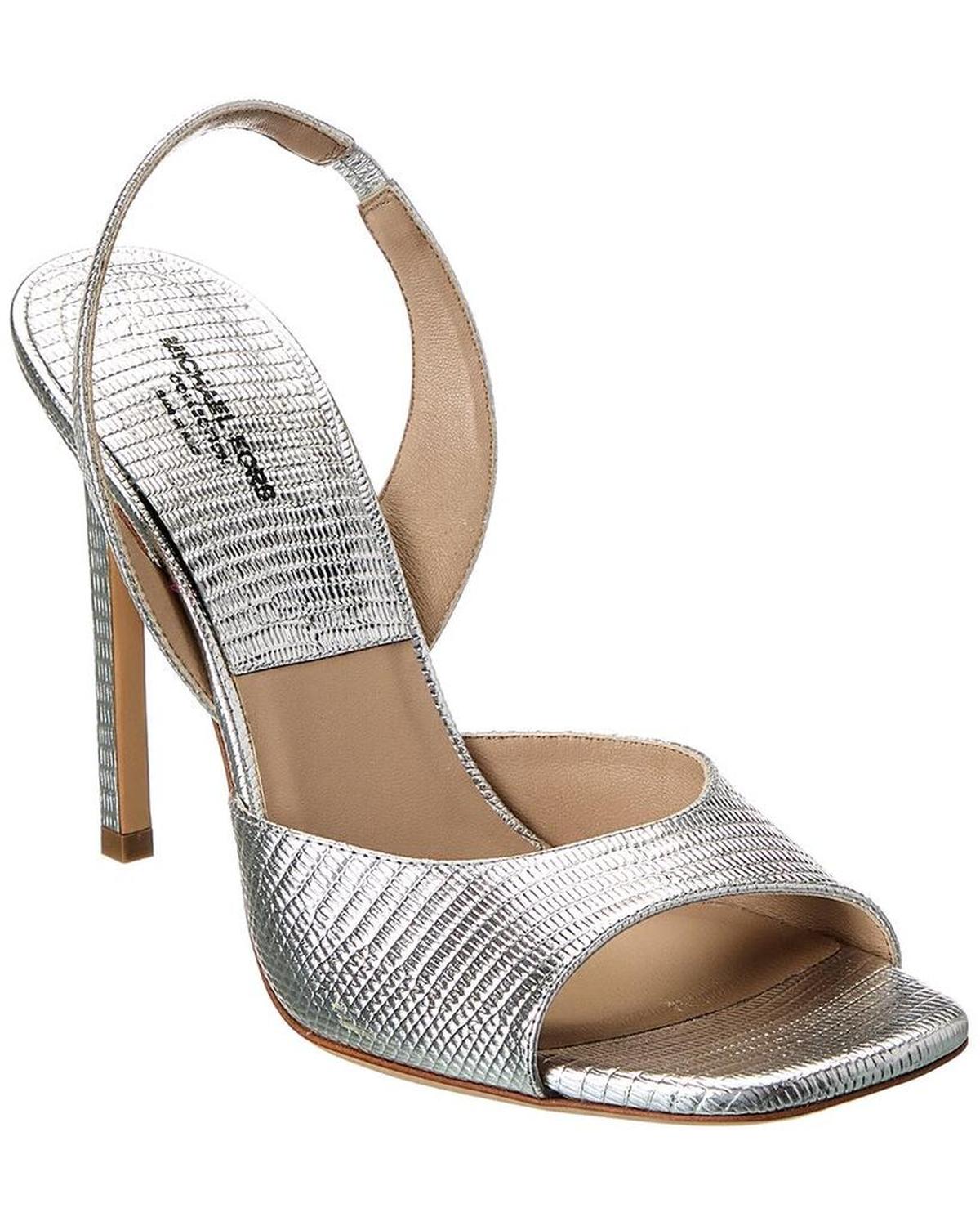 Marisa Lizard-Embossed Leather Slingback Sandal