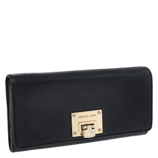 Michael Kors Black Leather Flap Continental Wallet..