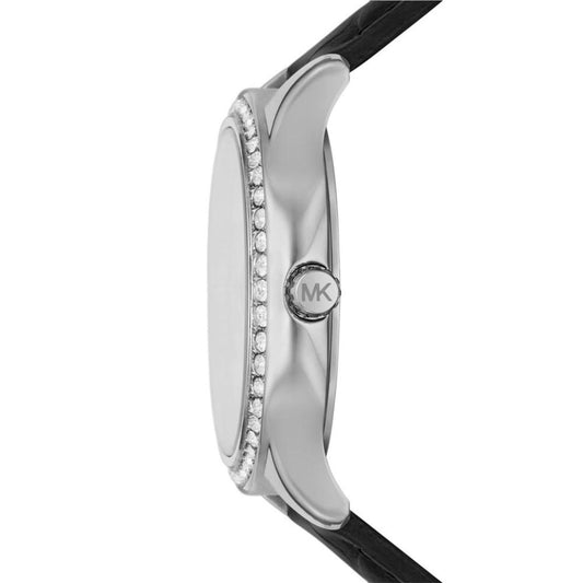 Women's Sage Three-Hand Black Croco Embossed Leather Watch 38mm