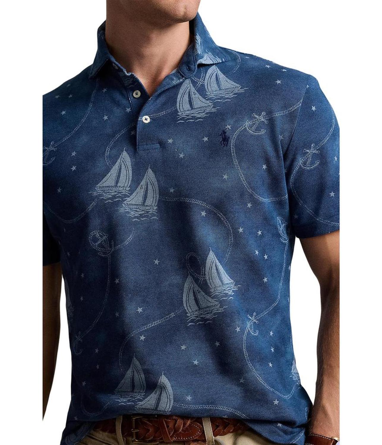 Classic Fit Nautical Mesh Polo Shirt