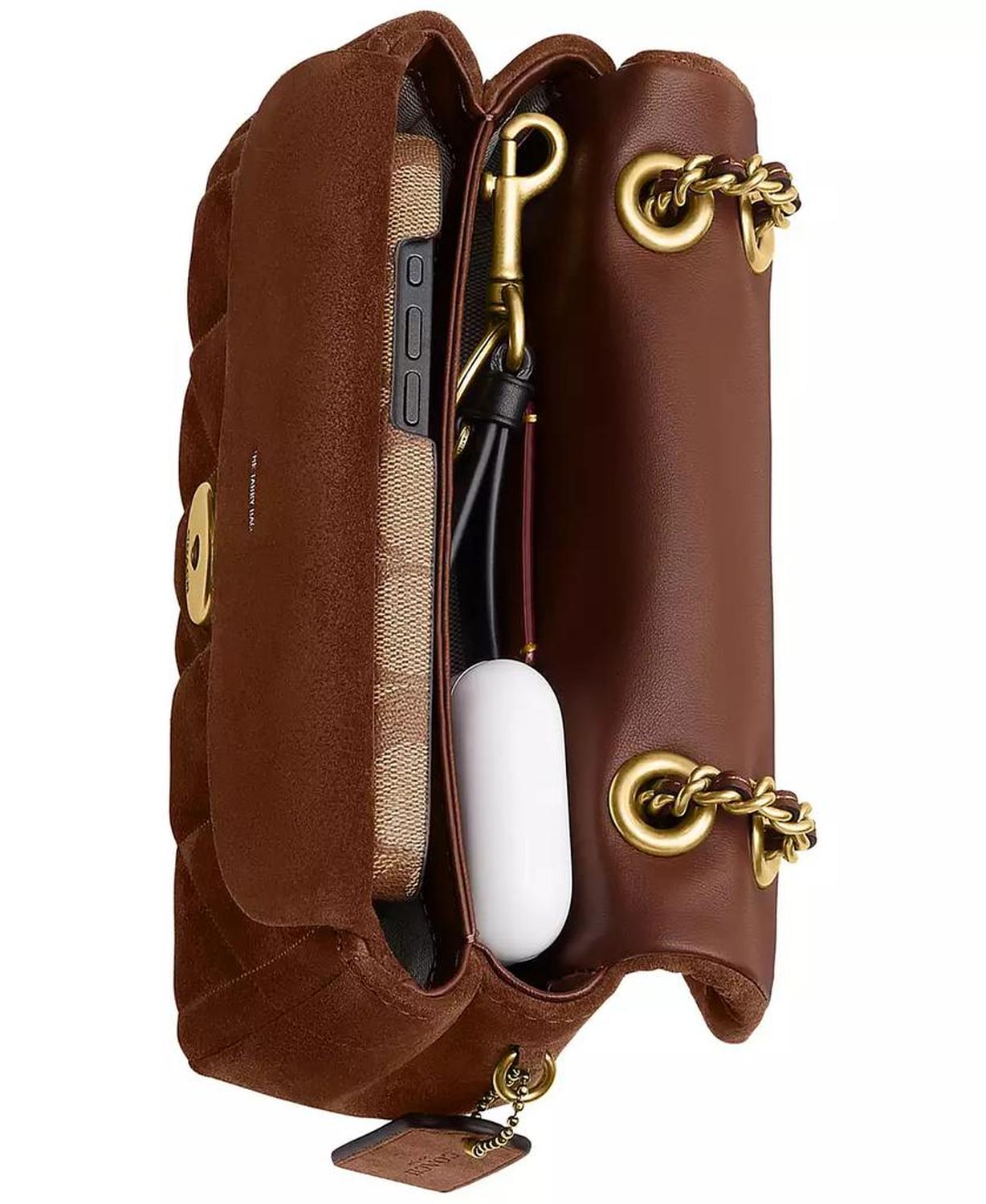 Suede Tabby Shoulder Bag 20 With Quilting