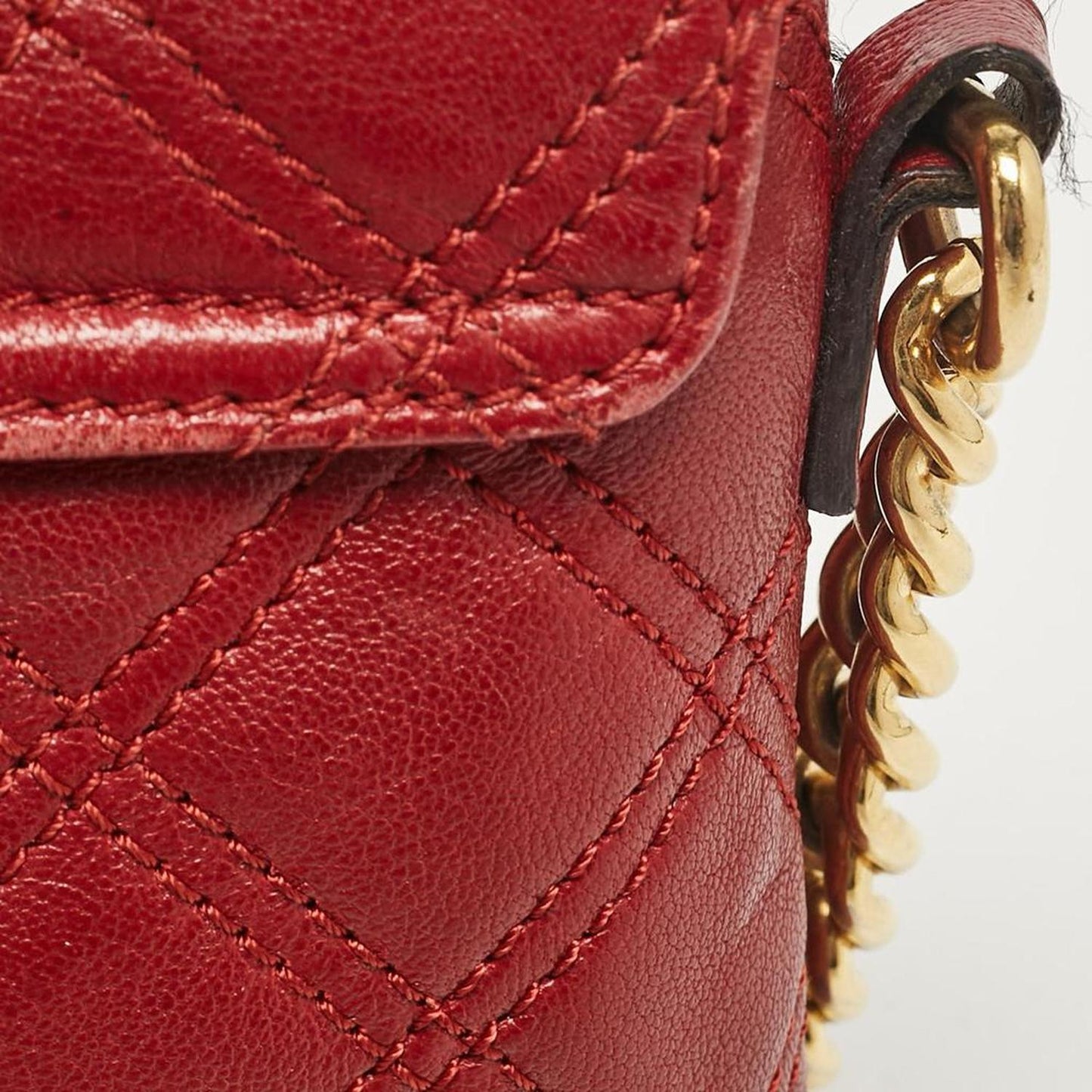 Red Quilted Leather The Small Single Flap Bag