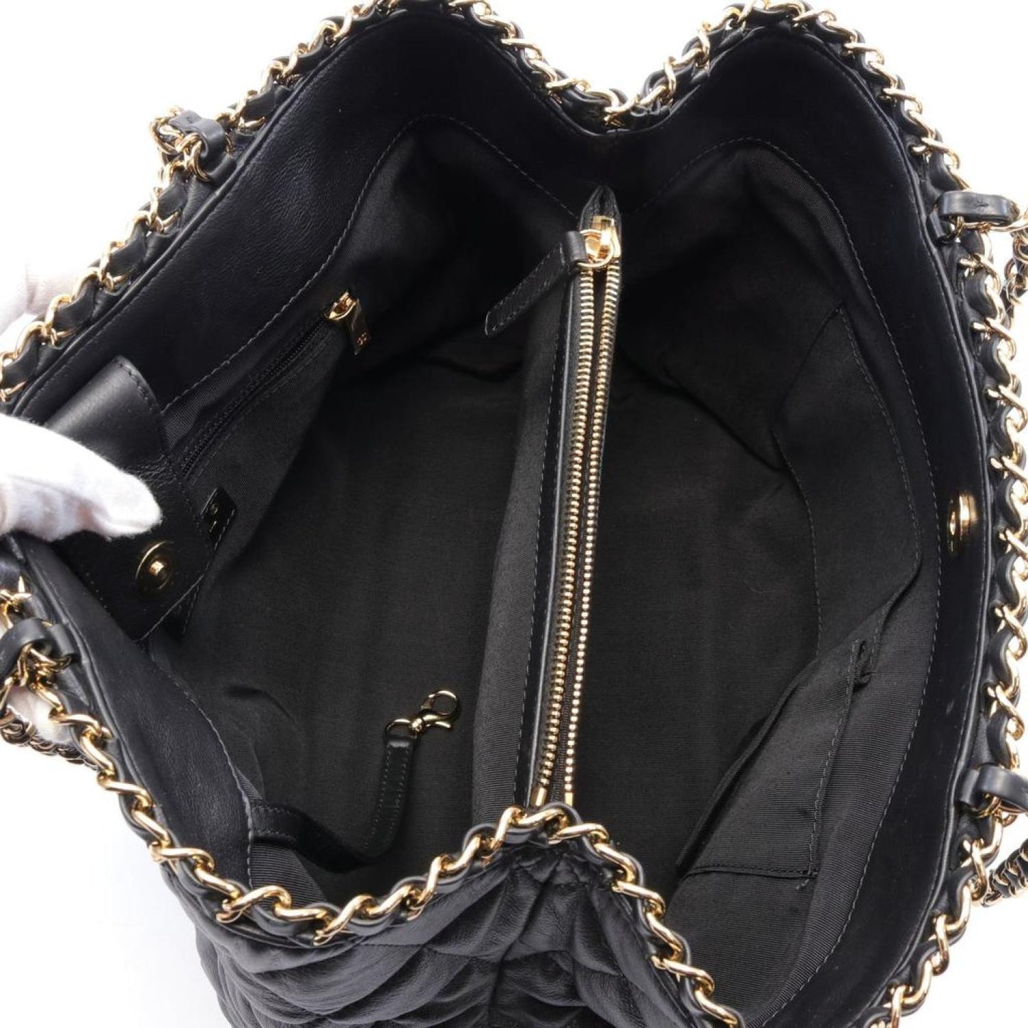 Chain Me Matelasse Chain Handbag Chain Tote Bag Leather Gold Hardware