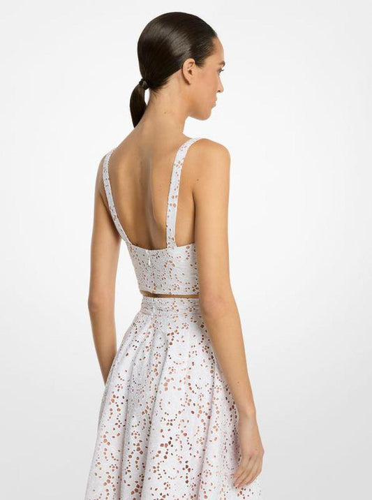 Floral Cotton Eyelet Bustier Top