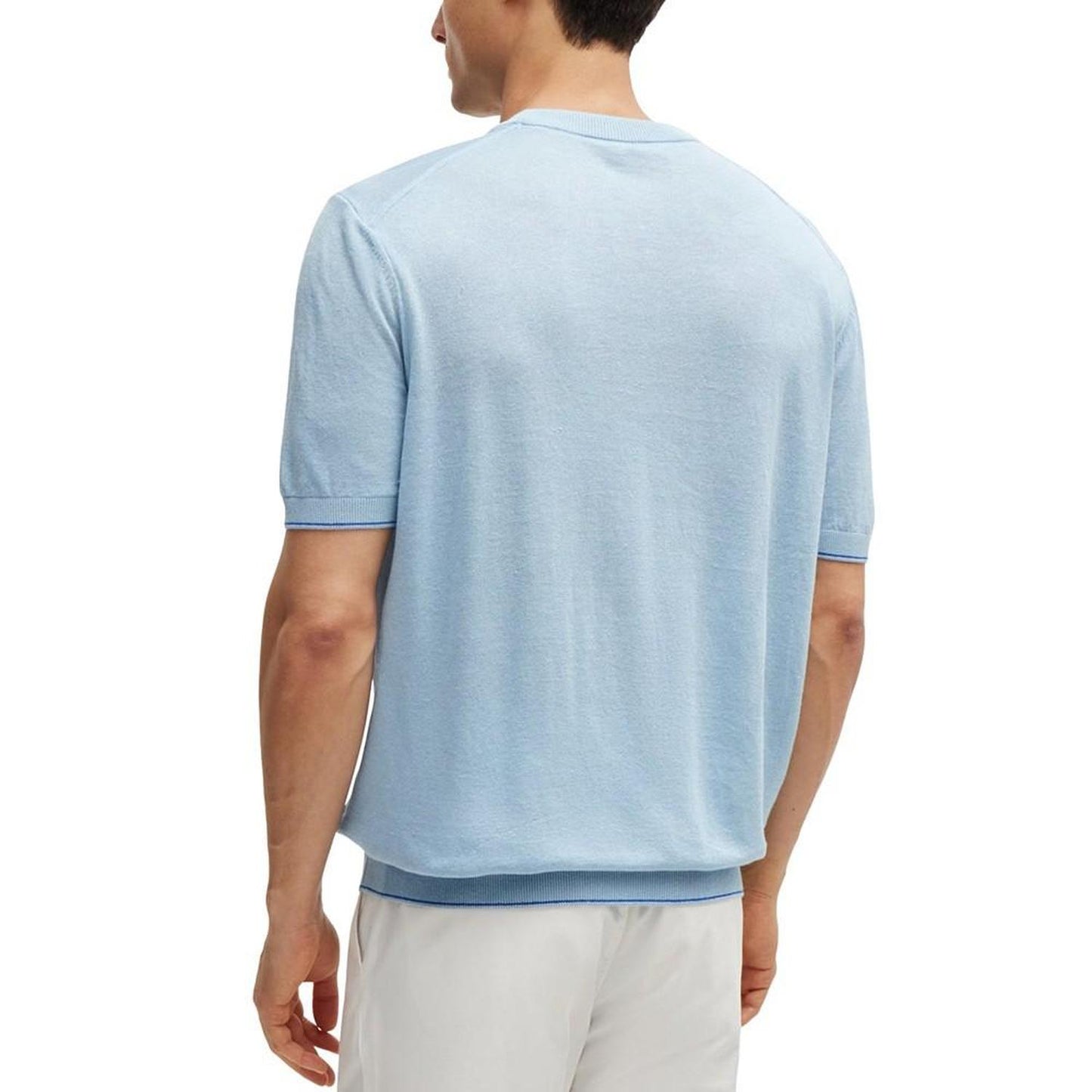 Men's Accent Tipping Linen-Blend Regular-Fit Sweater