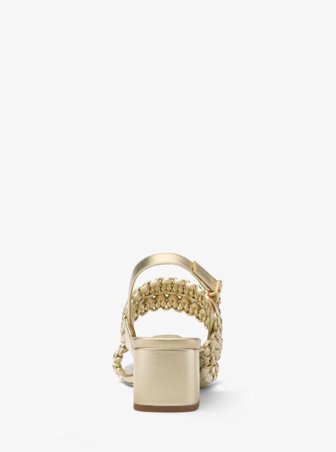 Audrina Metallic Woven Block Heel Sandal
