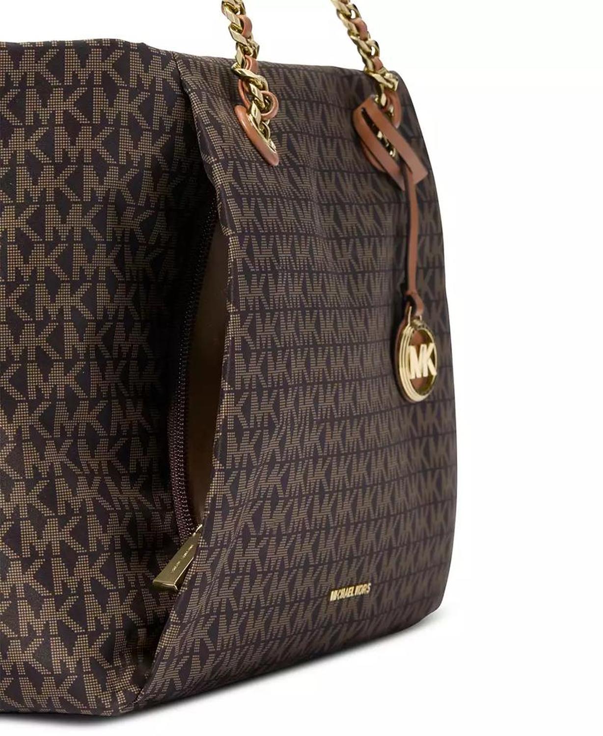 Georgia Logo Brown Zip Top Tote Bag