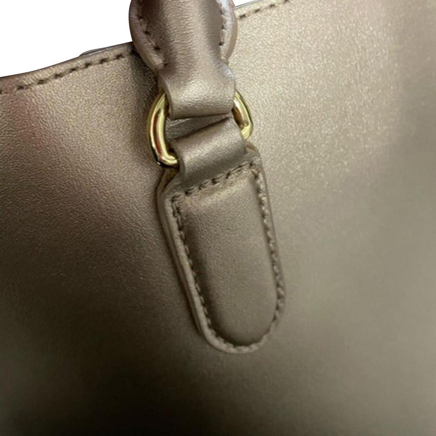 Lauren by Ralph Lauren Double Compartment Satchel Bag in Metallic Gold Leather