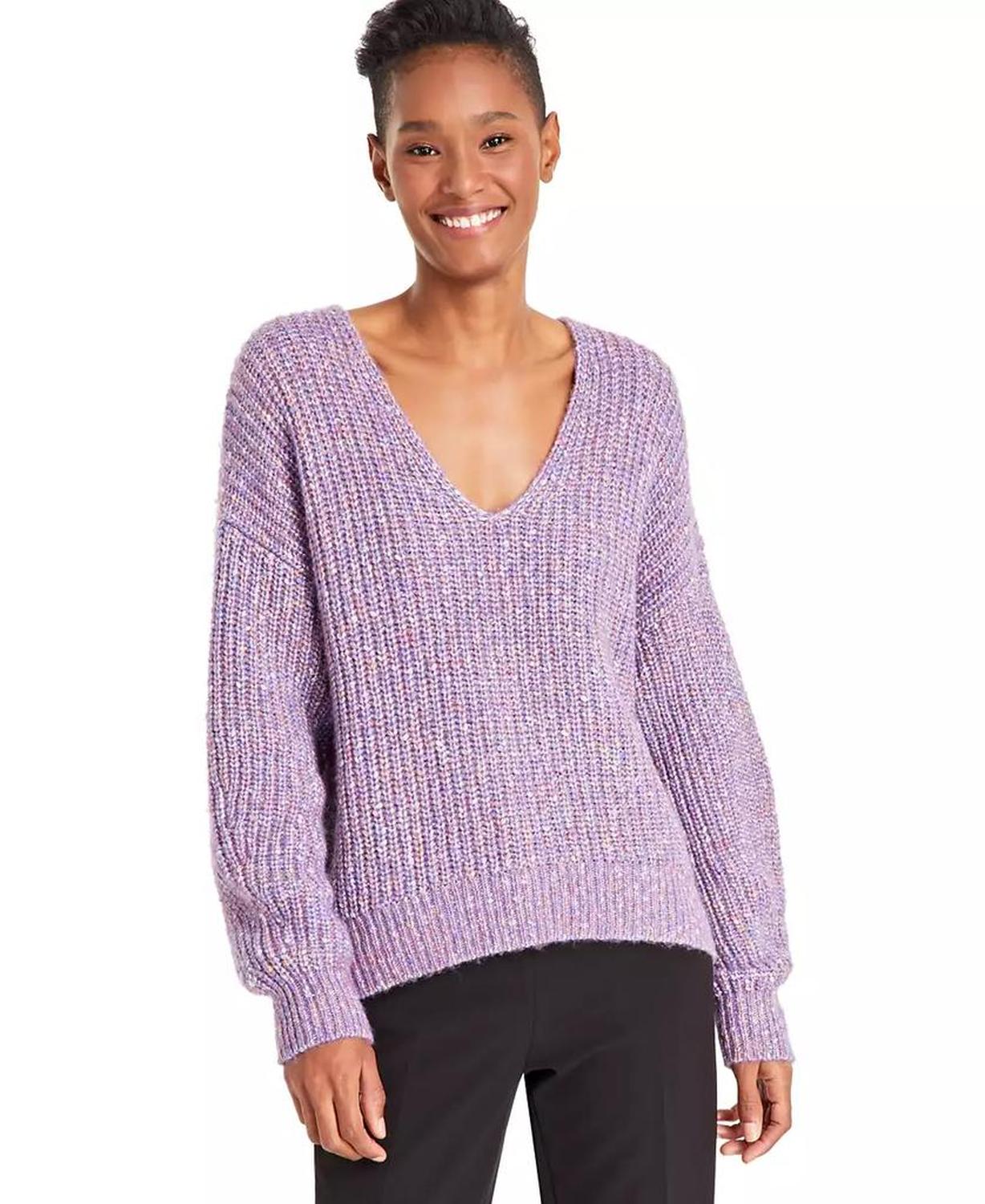 Women's Facacia V-Neck Dropped-Shoulder Sweater