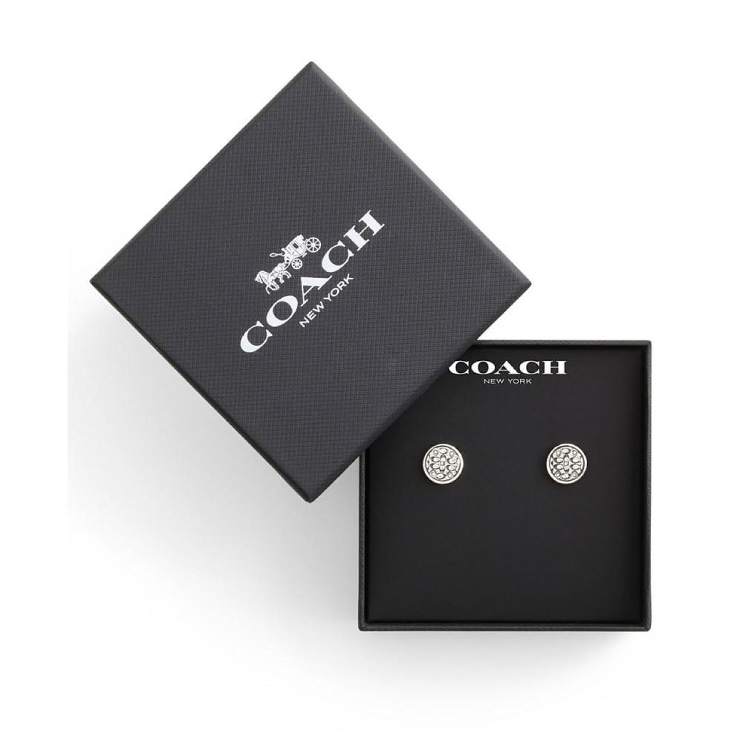 Faux Stone Signature Quilted Coin Boxed Stud Earrings