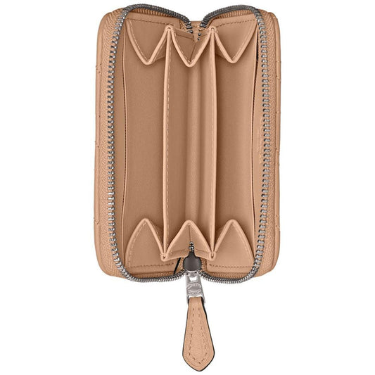 Quilted Pillow Leather Small Zip Around Card Case