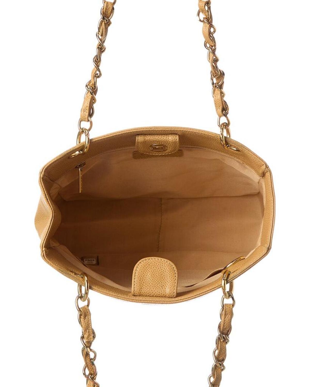 Chanel Beige Caviar Leather Petite Shopping Bag (Authentic Pre-Owned)