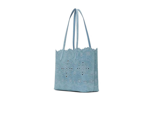 Do It All Spade Flower Perforated Denim Large Tote Bag